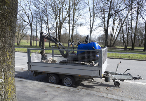Trailer and digger on top of it