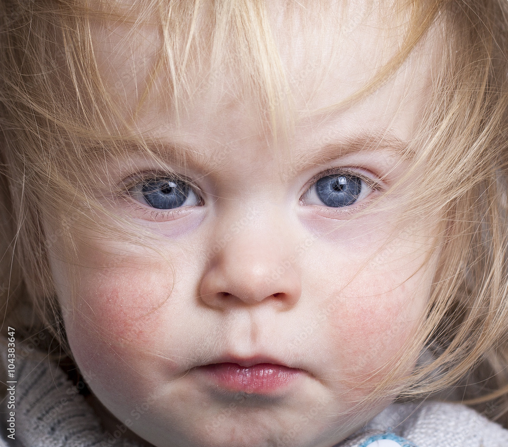 child 1.5 years looking portrait close face child 1.5 years looking portrait close face