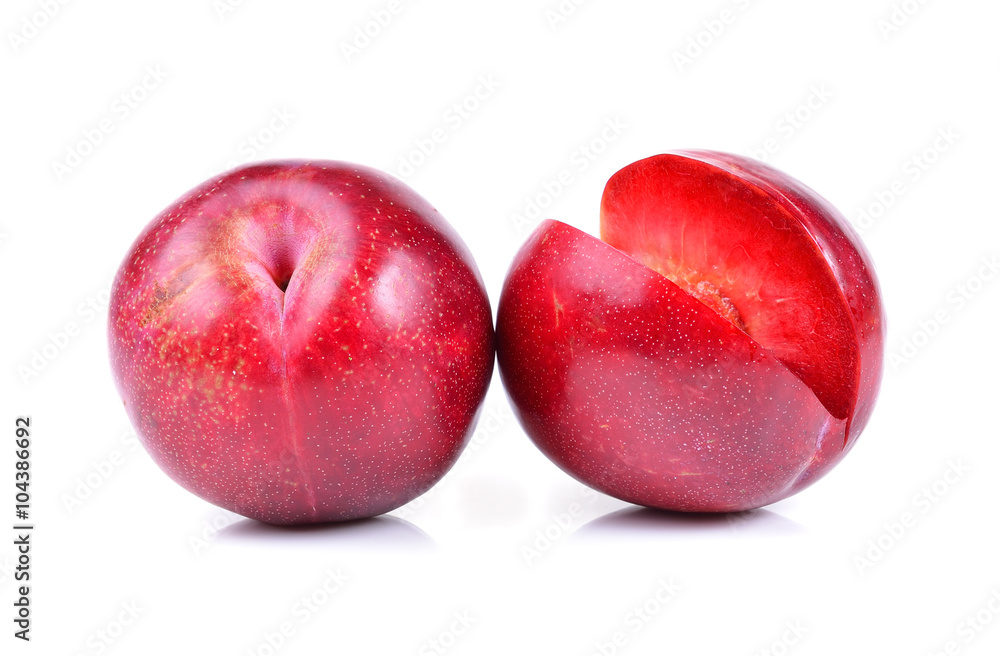 red plum isolated on white background