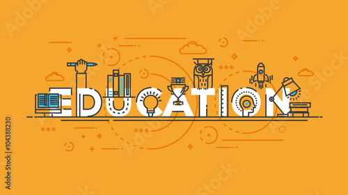 Flat design line concept -Education