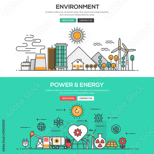 Flat design line concept -Environment and Power and Energy