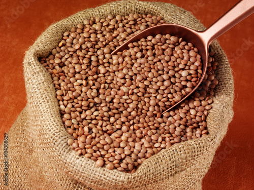 SACK OF BROWN MASOOR LENTILS photo