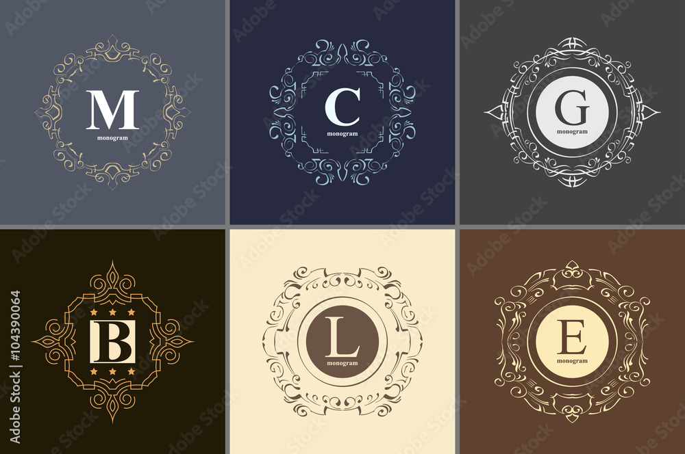 Elegant monogram design template. Elegant monogram design template.