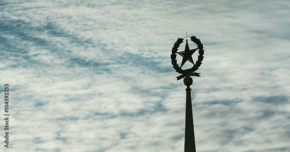 Star - Soviet Union symbol at Spire Top of Railway Station in Petrozavodsk,