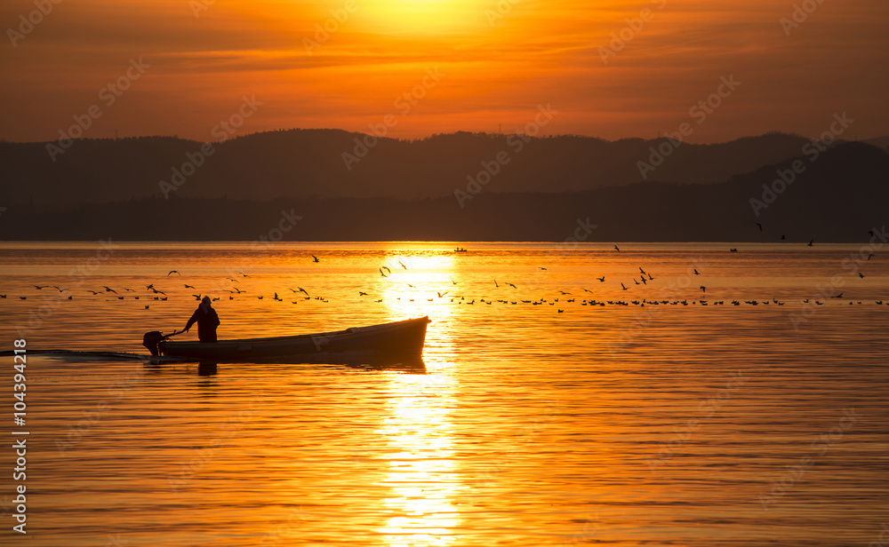 boat in the sunset