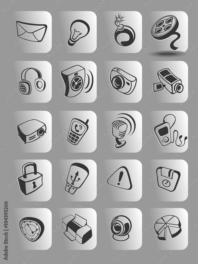 media icons on buttons. Vector illustration. media icons on buttons. Vector illustration.