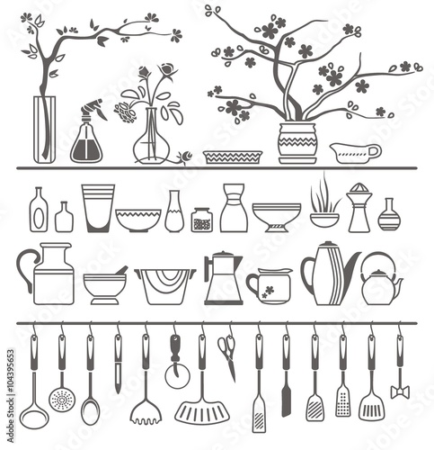 kitchen tools and utensils. Vector illustration