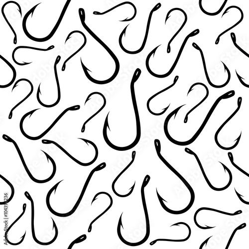 Fishing hooks eamless vector background.