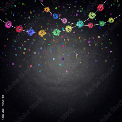 Chalkboard background with drawing bunting decor