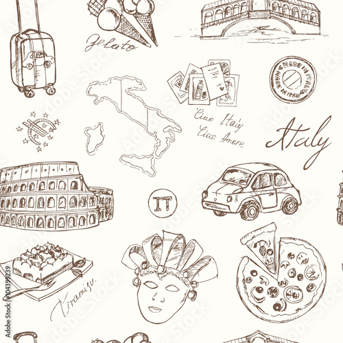 Italy set seamless pattern.