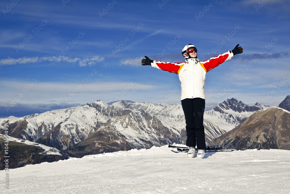 Young woman enjoying winter sports