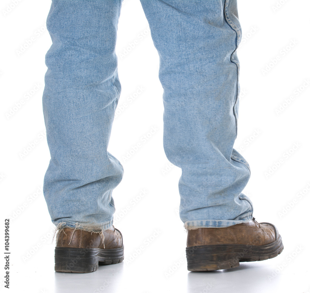 man wearing workboots man wearing workboots