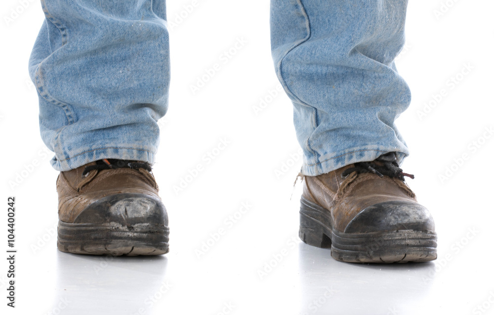 man wearing workboots