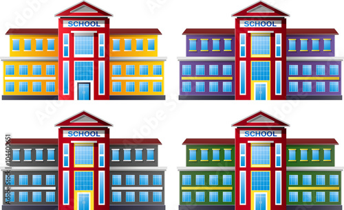 Illustration of school building collection set