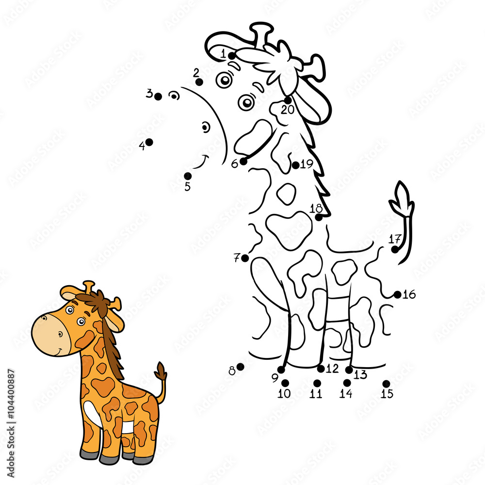 Obraz premium Numbers game, dot to dot (giraffe)