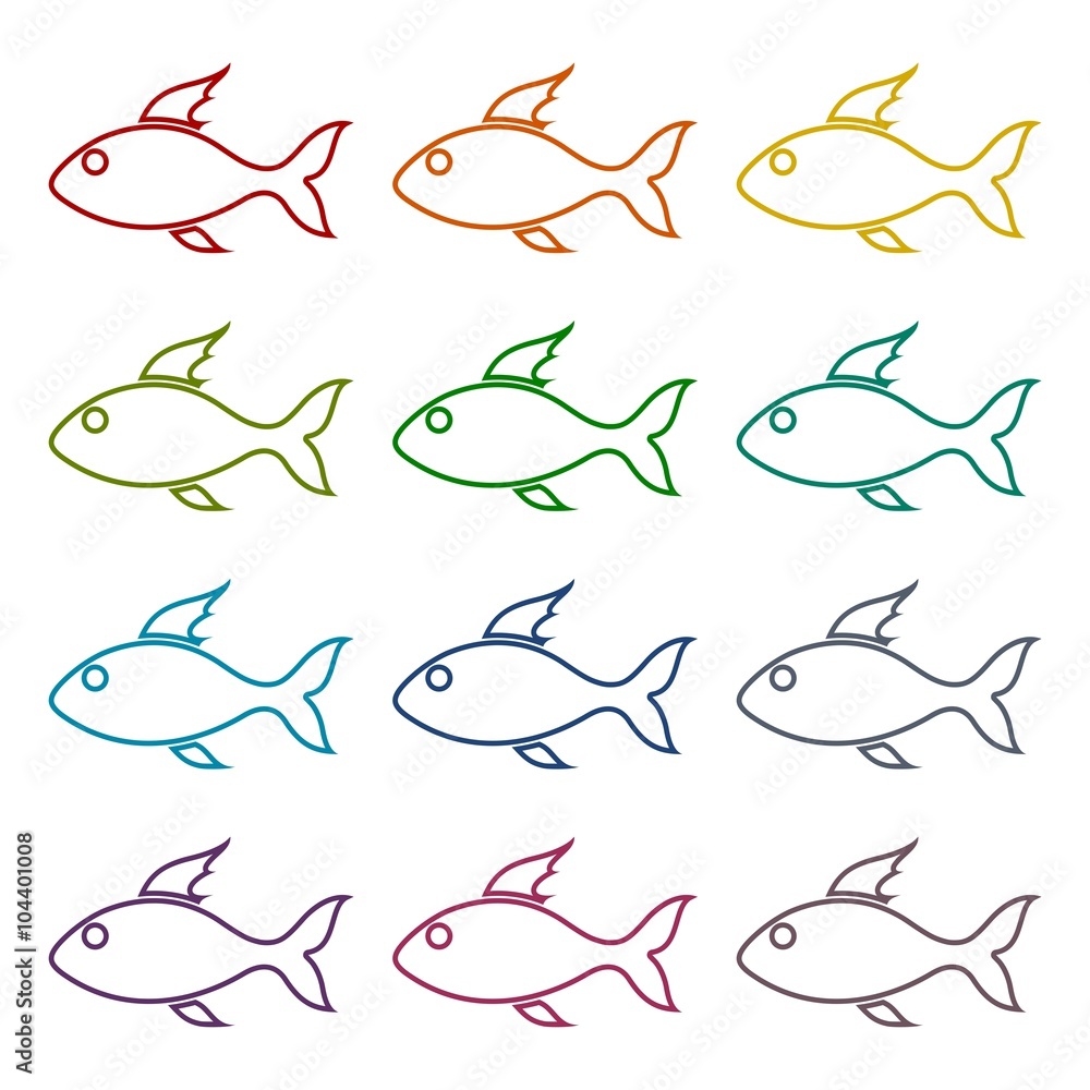 Obraz premium Fish icons set