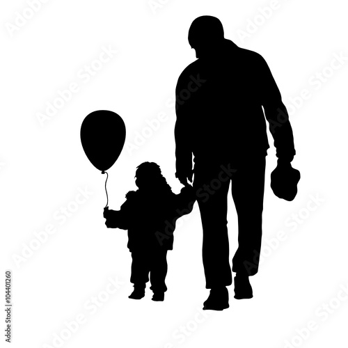 child with father black illustration