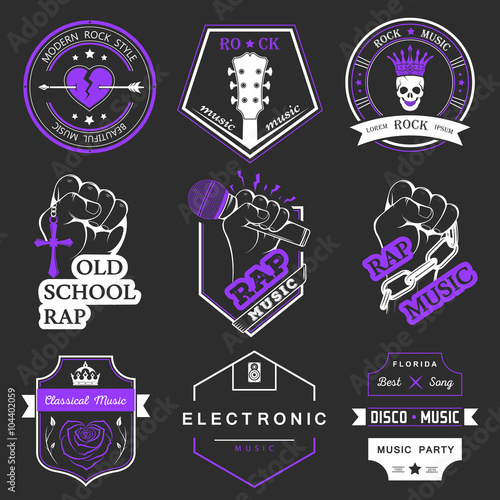Set of vector logos and badges music