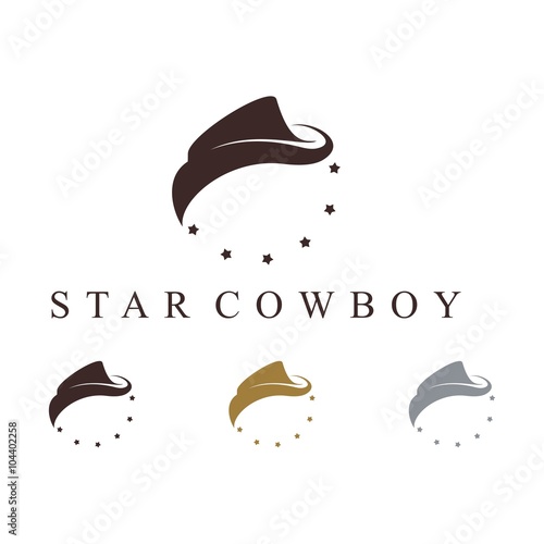 cowboy hat circle of stars design vector logo template