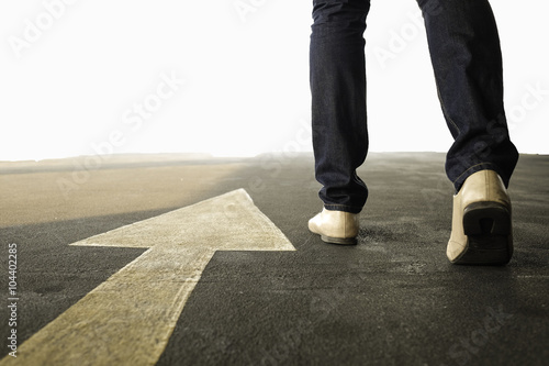 Concept of a man follows the right way