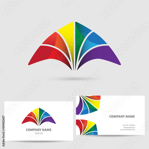 Modern icon design logo element with business card template. Colorful vector illustration