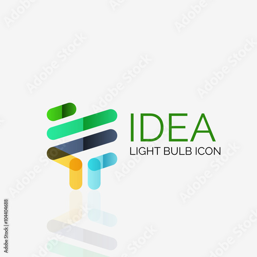 Logo, vector light bulb abstract linear geometric business icon. Idea concept