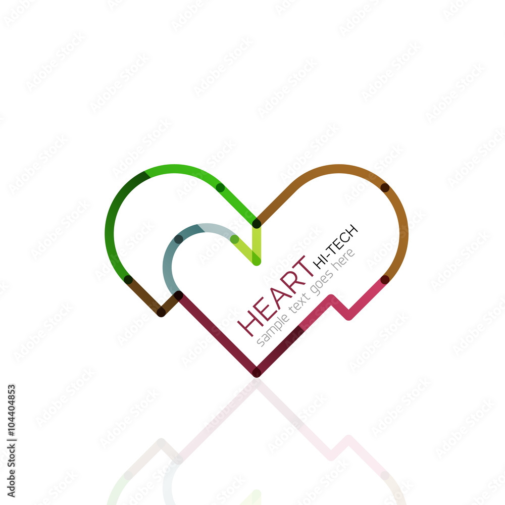 Logo love heart, abstract linear geometric business icon