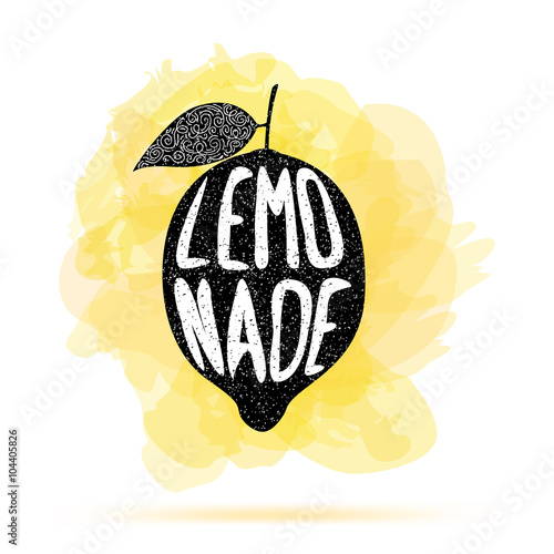 poster with lemon silhouette and word `lemonade`