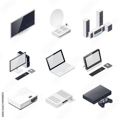 Home entertainment devices isometric icon