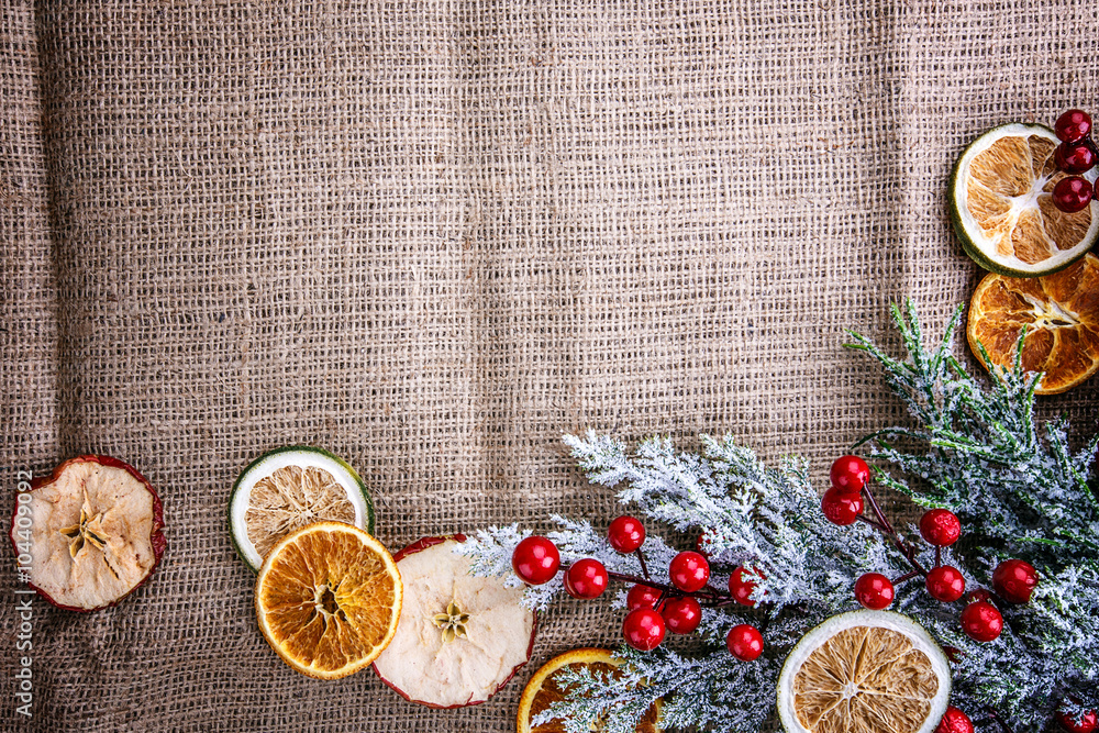 background dried apple Orange burlap viburnum background dried apple Orange burlap viburnum