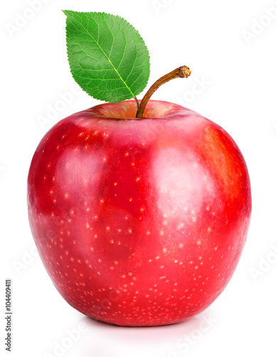 Red Apple with green leaf