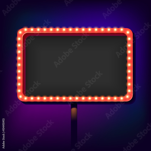 Night retro sign with lights