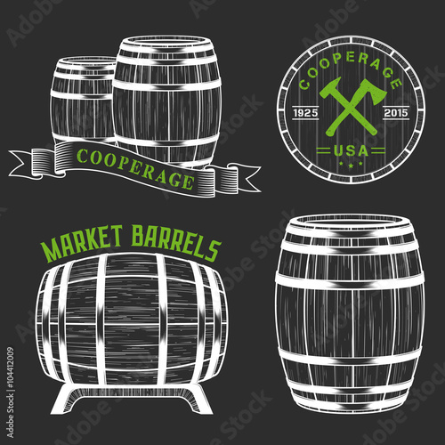 Vector set and logos cooperage workshops