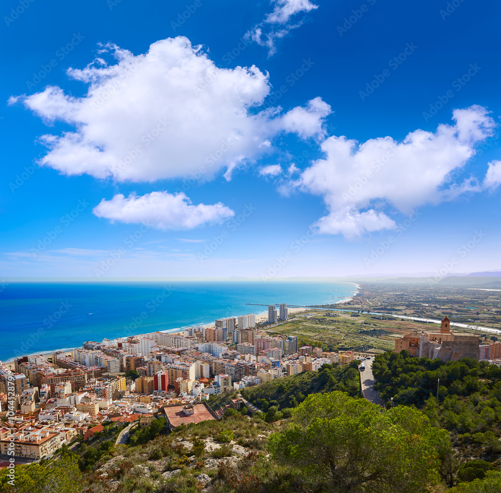 Obraz premium Cullera beach aerial with skyline of village Valencia
