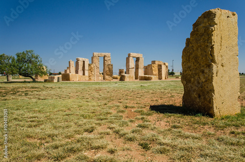 Stonehenge replica located in the University of Texas in Odessa that is 14% shorter than the original one in England.