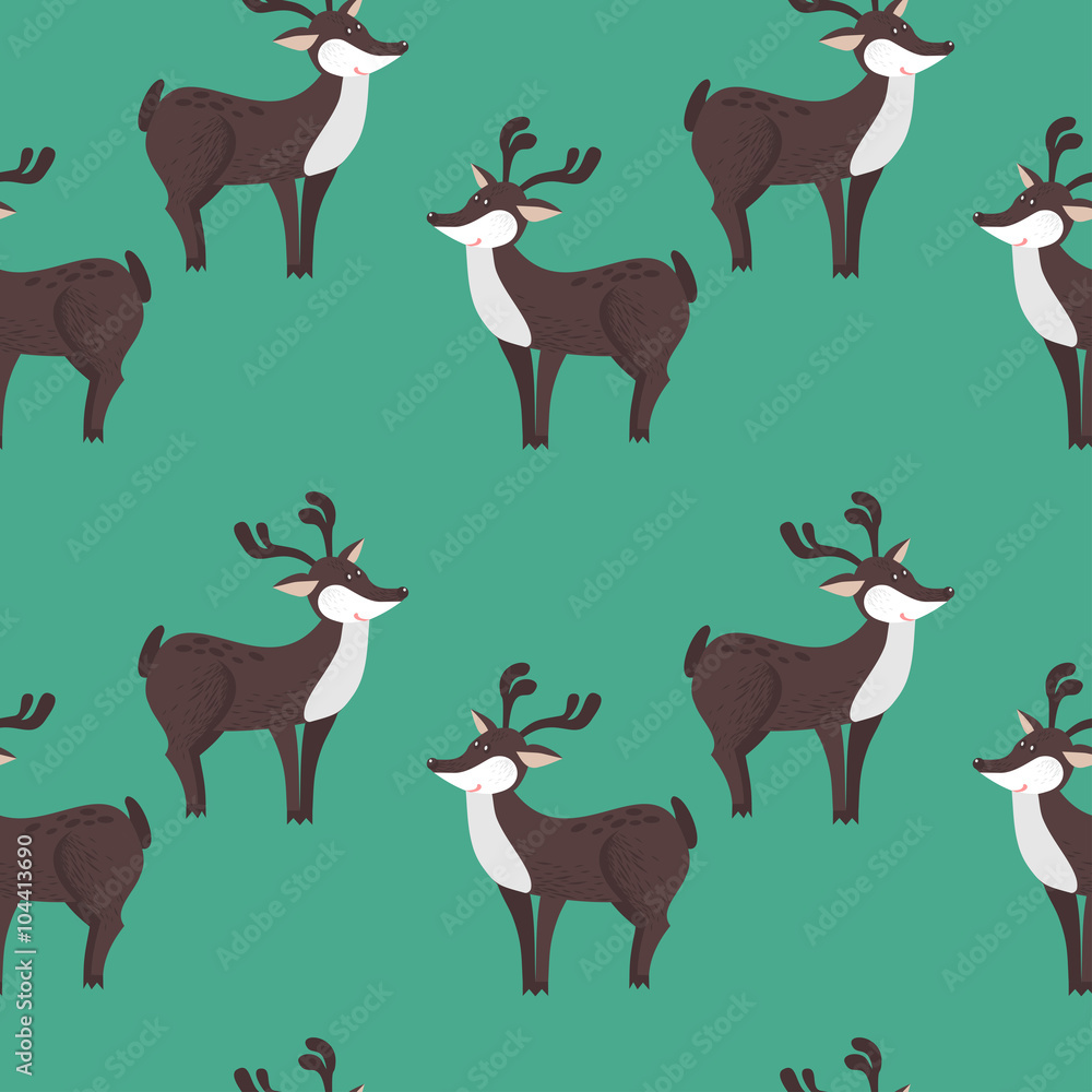 Naklejka premium cartoon decorative deer seamless pattern background