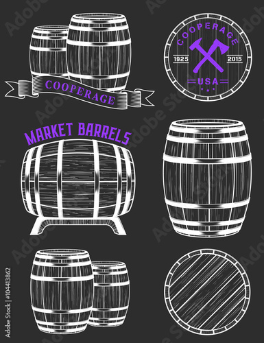 Vector set and logos cooperage workshops