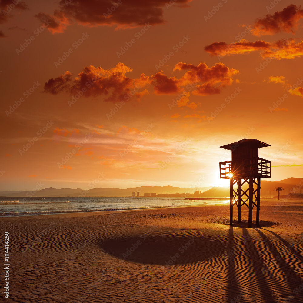 Cullera Playa los Olivos beach sunset in Valencia Cullera Playa los Olivos beach sunset in Valencia