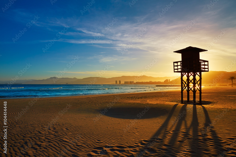 Cullera Playa los Olivos beach sunset in Valencia