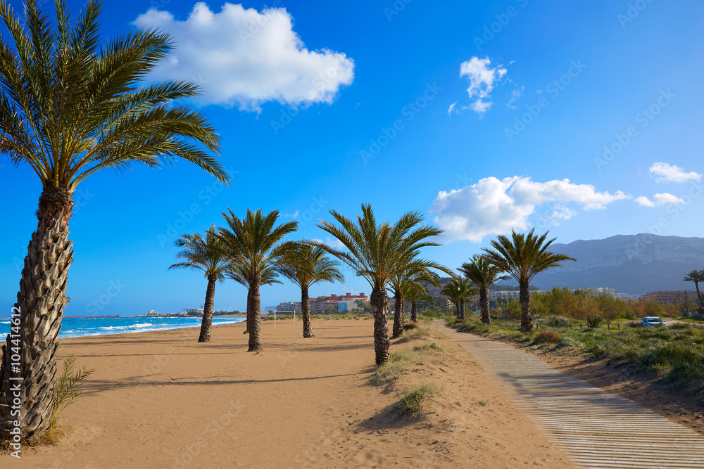 Denia beach Las Marinas with palm trees Alicante Denia beach Las Marinas with palm trees Alicante