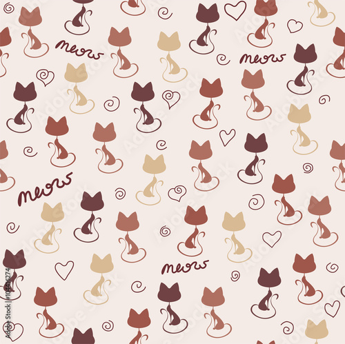 Cartoon cats wallpaper. Vector illustration