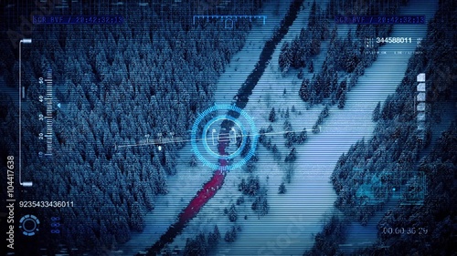 Military Drone POV Scanning Landscape Below