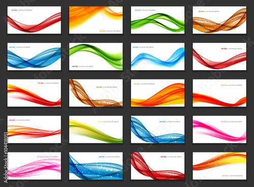 Abstract Colored Wave Card Set Background. Vector Illustration