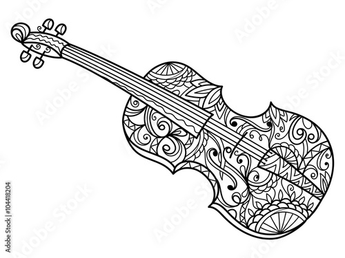 Violin coloring book for adults vector