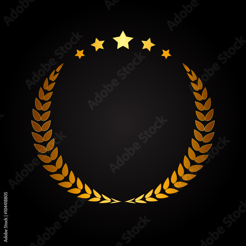 Abstract Gold Laurel Design Label Vector Illustration