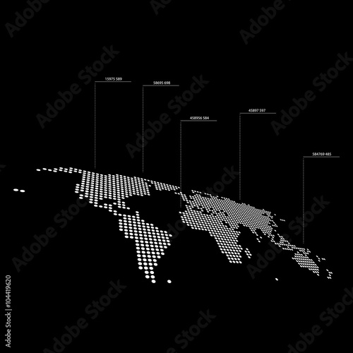 Dotted world map with pointer stats
