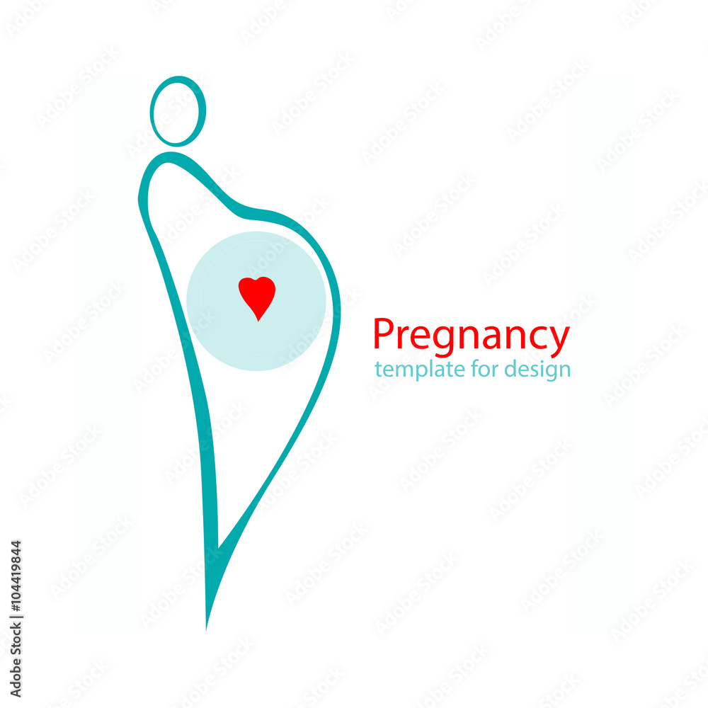 Vector illustration of pregnant female stylized silhouette with Vector illustration of pregnant female stylized silhouette with