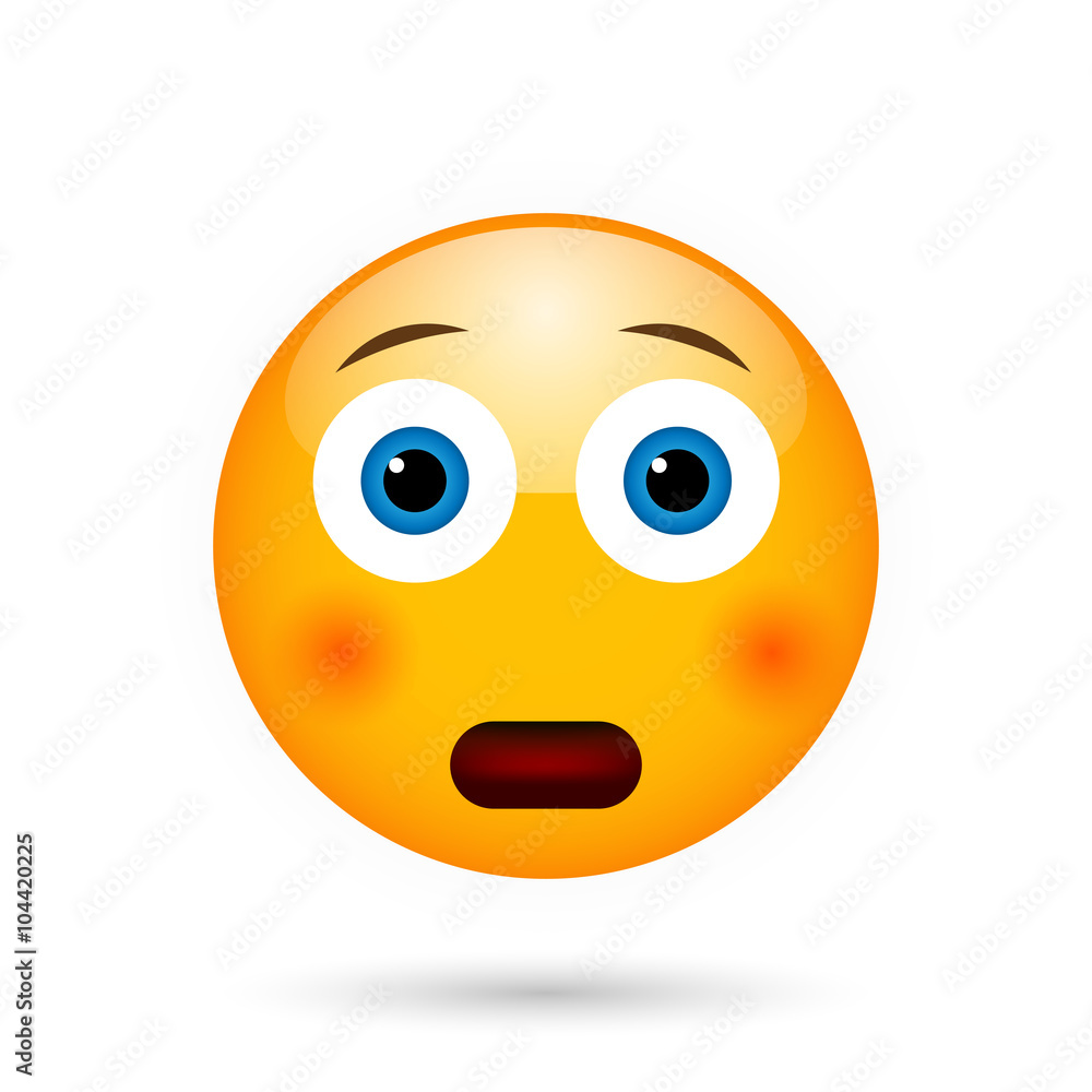 Fototapeta premium Surprised emoticon. Isolated vector illustration on white background
