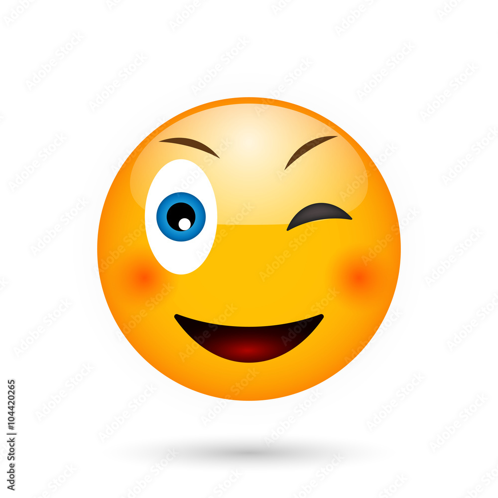 Wink emoticon. Isolated vector illustration on white background Wink emoticon. Isolated vector illustration on white background