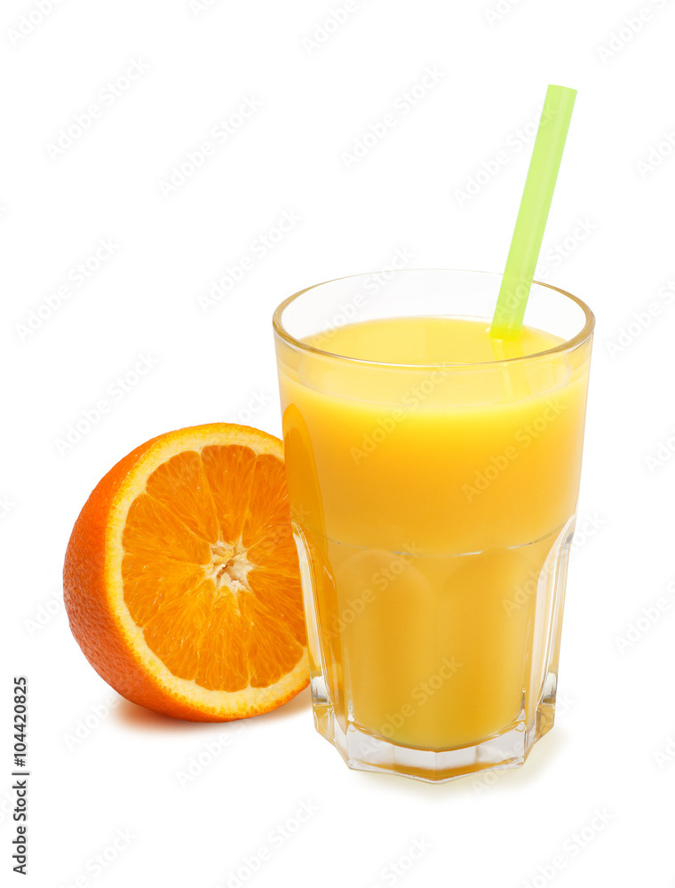 glass of freshly pressed orange juice isolated glass of freshly pressed orange juice isolated
